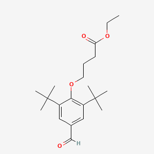 molecular formula C21H32O4 B14074522 Butanoic acid, 4-[2,6-bis(1,1-dimethylethyl)-4-formylphenoxy]-, ethyl ester CAS No. 1311982-89-4