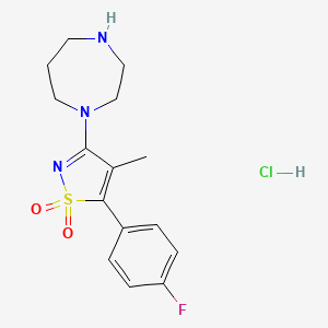 molecular formula C15H19ClFN3O2S B1407462 1-[5-(4-Fluorophenyl)-4-methyl-1,1-dioxidoisothiazol-3-yl]-1,4-diazepane hydrochloride CAS No. 1417570-02-5