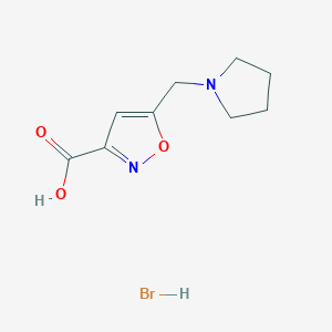 molecular formula C9H13BrN2O3 B1407465 5-(Pyrrolidin-1-ylmethyl)isoxazole-3-carboxylic acid hydrobromide CAS No. 1417569-78-8