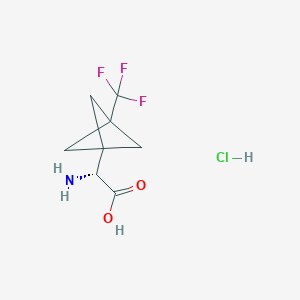 molecular formula C8H11ClF3NO2 B1407470 (2R)-2-amino-2-[3-(trifluoromethyl)bicyclo[1.1.1]pentan-1-yl]acetic acid hydrochloride CAS No. 1807920-97-3