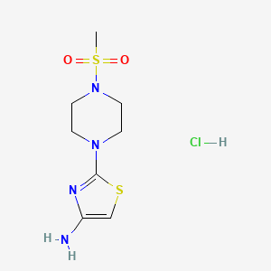 molecular formula C8H15ClN4O2S2 B1407472 2-(4-(Methylsulfonyl)piperazin-1-yl)thiazol-4-amine hydrochloride CAS No. 1023815-33-9