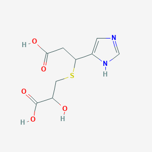 molecular formula C9H12N2O5S B140749 3-((2-Hydroxy-2-carboxyethyl)thio)-3-(1H-imidazol-4-yl)propanoic acid CAS No. 153471-98-8