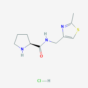 molecular formula C10H16ClN3OS B1407490 N-[(2-Methyl-1,3-thiazol-4-yl)methyl]-L-prolinamide hydrochloride CAS No. 1417575-71-3