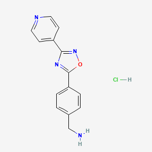 {4-[3-(Pyridin-4-yl)-1,2,4-oxadiazol-5-yl]phenyl}methanamine hydrochloride