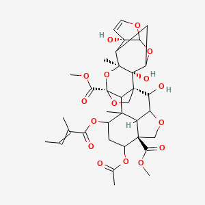 molecular formula C35H44O16 B14075021 dimethyl (1R,2S,9S,11S,13R,15S,19S)-18-acetyloxy-2,9,23-trihydroxy-11,15-dimethyl-16-(2-methylbut-2-enoyloxy)-4,6,12,21,25-pentaoxaoctacyclo[11.10.2.13,10.115,19.01,14.02,11.05,9.022,26]heptacos-7-ene-13,19-dicarboxylate 