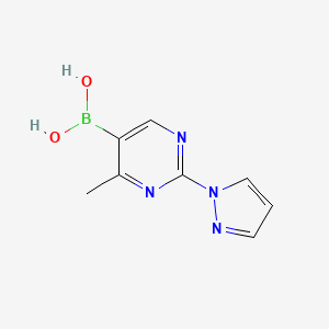 molecular formula C8H9BN4O2 B14075081 (4-Methyl-2-(1H-pyrazol-1-yl)pyrimidin-5-yl)boronic acid 