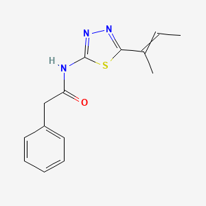 molecular formula C14H15N3OS B14075816 N-[5-(But-2-en-2-yl)-1,3,4-thiadiazol-2-yl]-2-phenylacetamide CAS No. 4470-37-5