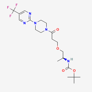 molecular formula C20H30F3N5O4 B14076086 tert-butyl (S)-(1-(3-oxo-3-(4-(5-(trifluoromethyl)pyrimidin-2-yl)piperazin-1-yl)propoxy)propan-2-yl)carbamate 