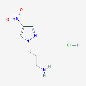 molecular formula C6H11ClN4O2 B1407611 [3-(4-nitro-1H-pyrazol-1-yl)propyl]amine hydrochloride CAS No. 1417567-77-1