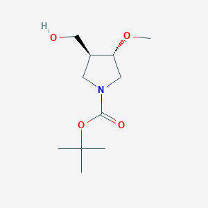 molecular formula C11H21NO4 B14076170 trans-1-Boc-3-(hydroxymethyl)-4-methoxypyrrolidine 