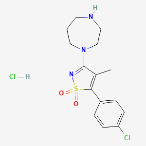 molecular formula C15H19Cl2N3O2S B1407620 1-[5-(4-Chlorophenyl)-4-methyl-1,1-dioxidoisothiazol-3-yl]-1,4-diazepane hydrochloride CAS No. 1417570-00-3