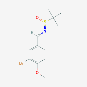 molecular formula C12H16BrNO2S B14076230 (S,E)-N-(3-bromo-4-methoxybenzylidene)-2-methylpropane-2-sulfinamide 