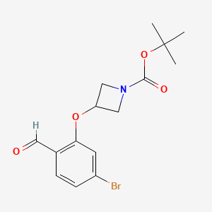 molecular formula C15H18BrNO4 B1407625 tert-butyl 3-(5-bromo-2-formylphenoxy)azetidine-1-carboxylate CAS No. 1227466-99-0