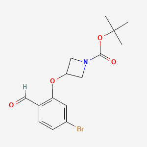 molecular formula C15H18BrNO4 B1407625 3-(5-Bromo-2-formyl-phenoxy)-azetidine-1-carboxylic acid tert-butyl ester CAS No. 1227466-99-0