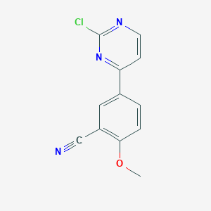 molecular formula C12H8ClN3O B1407630 5-(2-Chloropyrimidin-4-yl)-2-methoxybenzonitrile CAS No. 1292317-51-1