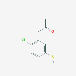 molecular formula C9H9ClOS B14076386 1-(2-Chloro-5-mercaptophenyl)propan-2-one 