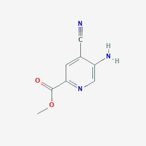 molecular formula C8H7N3O2 B14076785 Methyl 5-amino-4-cyanopicolinate 