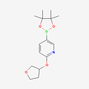 molecular formula C15H22BNO4 B1407682 2-((Tetrahydrofuran-3-yl)oxy)-5-(4,4,5,5-tetramethyl-1,3,2-dioxaborolan-2-yl)pyridine CAS No. 1351380-35-2