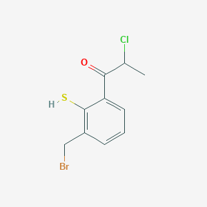 molecular formula C10H10BrClOS B14076889 1-(3-(Bromomethyl)-2-mercaptophenyl)-2-chloropropan-1-one 