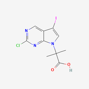 molecular formula C10H9ClIN3O2 B1407723 2-(2-Chloro-5-iodo-7H-pyrrolo[2,3-d]pyrimidin-7-yl)-2-methylpropanoic acid CAS No. 1402445-13-9