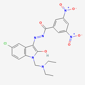 molecular formula C20H19ClN6O6 B14077350 Benzoic acid, 3,5-dinitro-, (5-chloro-1-((diethylamino)methyl)-1,2-dihydro-2-oxo-3H-indol-3-ylidene)hydrazide CAS No. 100757-15-1