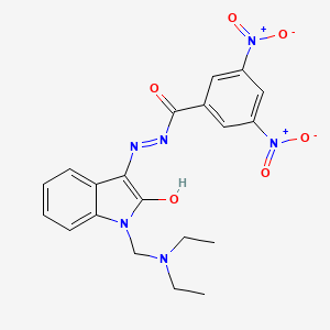 molecular formula C20H20N6O6 B14077359 N-[1-(diethylaminomethyl)-2-hydroxyindol-3-yl]imino-3,5-dinitrobenzamide CAS No. 100757-06-0
