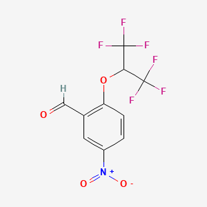 molecular formula C10H5F6NO4 B1407750 2-(1,1,1,3,3,3-Hexafluoropropan-2-yloxy)-5-nitrobenzaldehyde CAS No. 1707367-45-0