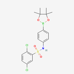molecular formula C18H20BCl2NO4S B1407755 2,5-Dichloro-N-[4-(4,4,5,5-tetramethyl-[1,3,2]dioxaborolan-2-yl)-phenyl]benzenesulfonamide CAS No. 1426214-54-1