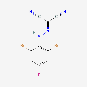 molecular formula C9H3Br2FN4 B14077554 Propanedinitrile, ((2,6-dibromo-4-fluorophenyl)hydrazono)- CAS No. 64691-96-9