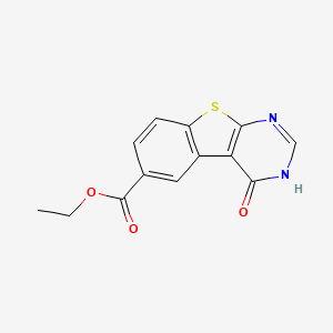 molecular formula C13H10N2O3S B1407757 Ethyl 4-hydroxybenzo[4,5]thieno-[2,3-d]pyrimidine-6-carboxylate CAS No. 1537184-71-6