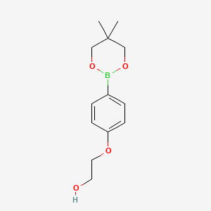 molecular formula C13H19BO4 B1407758 2-[4-(5,5-Dimethyl-1,3,2-dioxaborinan-2-yl)phenoxy]ethanol CAS No. 1467060-45-2