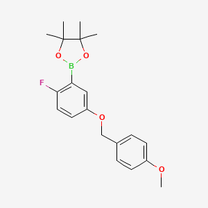 molecular formula C20H24BFO4 B1407759 2-(2-Fluoro-5-((4-methoxybenzyl)oxy)phenyl)-4,4,5,5-tetramethyl-1,3,2-dioxaborolane CAS No. 956034-22-3