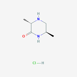 molecular formula C6H13ClN2O B1407777 (3S,6R)-3,6-dimethyl-2-piperazinone hydrochloride CAS No. 1638217-43-2