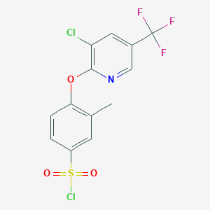 molecular formula C13H8Cl2F3NO3S B1407783 4-(3-Chloro-5-trifluoromethylpyridin-2-yloxy)-3-methylbenzenesulfonyl chloride CAS No. 1181761-89-6