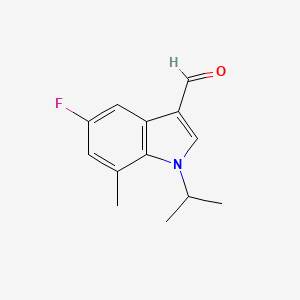 molecular formula C13H14FNO B1407788 5-fluoro-1-isopropyl-7-methyl-1H-indole-3-carbaldehyde CAS No. 1350760-92-7