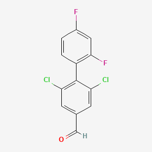 molecular formula C13H6Cl2F2O B1407795 2,6-Dichloro-2',4'-difluoro-[1,1'-biphenyl]-4-carbaldehyde CAS No. 1350760-21-2