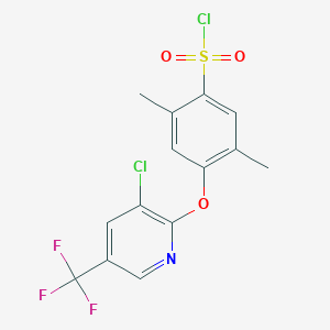molecular formula C14H10Cl2F3NO3S B1407797 4-(3-氯-5-三氟甲基吡啶-2-氧基)-2,5-二甲基苯磺酰氯 CAS No. 1181761-96-5