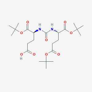 molecular formula C23H40N2O9 B1407798 (s)-5-Tert-butoxy-4-(3-((s)-1,5-di-tert-butoxy-1,5-dioxopentan-2-yl)ureido)-5-oxopentanoic acid CAS No. 1026987-94-9