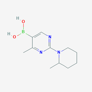 molecular formula C11H18BN3O2 B14078225 (4-Methyl-2-(2-methylpiperidin-1-yl)pyrimidin-5-yl)boronic acid 
