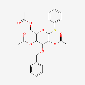 molecular formula C25H28O8S B14078266 Phenyl 2,4,6-tri-O-acetyl-3-O-benzyl-b-D-thioglucopyranoside 