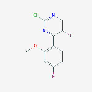 B1407839 2-Chloro-5-fluoro-4-(4-fluoro-2-methoxyphenyl)pyrimidine CAS No. 1426215-30-6