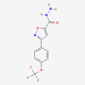 molecular formula C11H8F3N3O3 B1407850 3-(4-(Trifluoromethoxy)phenyl)isoxazole-5-carbohydrazide CAS No. 1570497-03-8