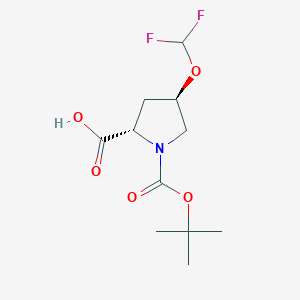 molecular formula C11H17F2NO5 B1407859 (2S,4R)-1-[(tert-butoxy)carbonyl]-4-(difluoromethoxy)pyrrolidine-2-carboxylic acid CAS No. 1807939-39-4
