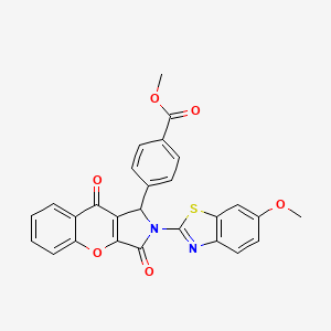 molecular formula C27H18N2O6S B14078722 Methyl 4-[2-(6-methoxy-1,3-benzothiazol-2-yl)-3,9-dioxo-1,2,3,9-tetrahydrochromeno[2,3-c]pyrrol-1-yl]benzoate 