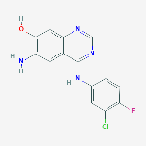 molecular formula C14H10ClFN4O B14078845 6-Amino-4-[(3-chloro-4-fluorophenyl)amino]-7-quinazolinol 