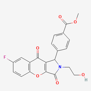 molecular formula C21H16FNO6 B14079003 Methyl 4-[7-fluoro-2-(2-hydroxyethyl)-3,9-dioxo-1,2,3,9-tetrahydrochromeno[2,3-c]pyrrol-1-yl]benzoate 