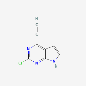 molecular formula C8H4ClN3 B1407901 2-Chloro-4-ethynyl-7H-pyrrolo[2,3-d]pyrimidine CAS No. 1147014-54-7