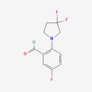 molecular formula C11H10F3NO B1407956 5-Fluoro-2-(3,3-difluoropyrrolidin-1-yl)benzaldehyde CAS No. 1707365-34-1