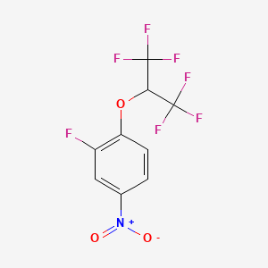 molecular formula C9H4F7NO3 B1407971 3-Fluoro-4-(1,1,1,3,3,3-hexafluoropropan-2-yloxy)nitrobenzene CAS No. 1779118-72-7