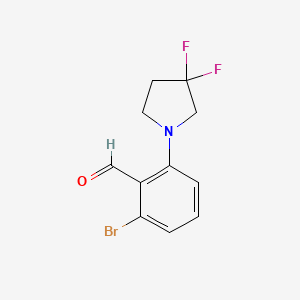 molecular formula C11H10BrF2NO B1407977 2-Bromo-6-(3,3-difluoropyrrolidin-1-yl)benzaldehyde CAS No. 1779127-25-1